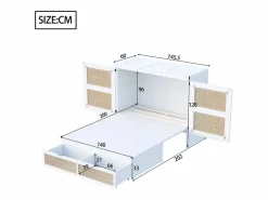 Cama plegable juvenil - 140 x 200 cm - Cama abatible de pared con cajones - Pino + contrachapado + MDF -^Merax Best