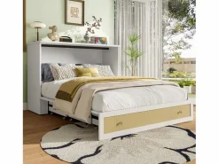 Cama plegable móvil - 140 x 200 cm - con 6 cajones + estante en el cabecero + USB - MDF -^Merax Discount