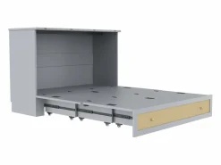 Merax Cama Abatible|Cama plegable móvil - 140 x 200 cm - con 6 cajones + estante en el cabecero + USB - MDF -