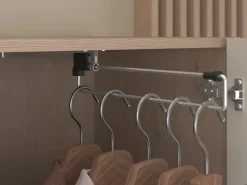 Vente-unique Cama puente 160 x 200 cm con almacenamiento y LEDs beige y natural + somier + colchón - DOMELITO Beige / Color natural claro Best