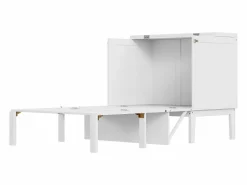 Cama retráctil 90x200 cm, con somier, cama plegable abatible, dimensiones después del plegado: 70x90cm, sin colchón, madera, Blanco New