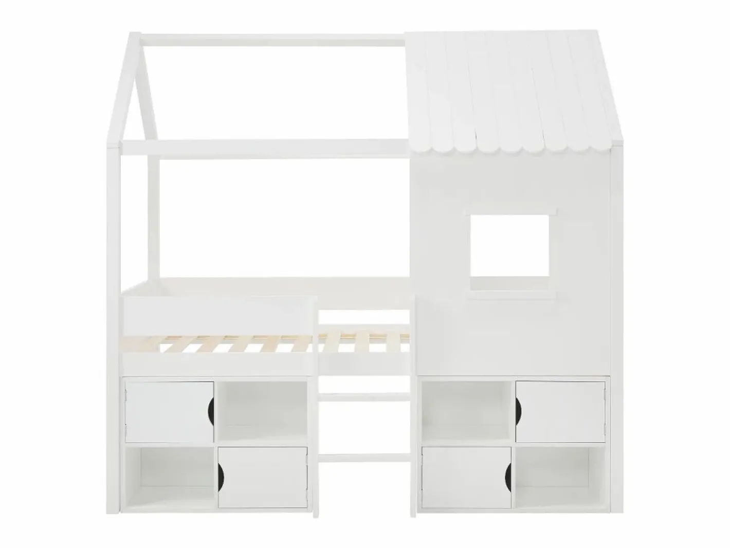 Vente-unique Cama semialta cabaña 90 x 190 cm en pino y MDF en color - VALESKIA Blanco New