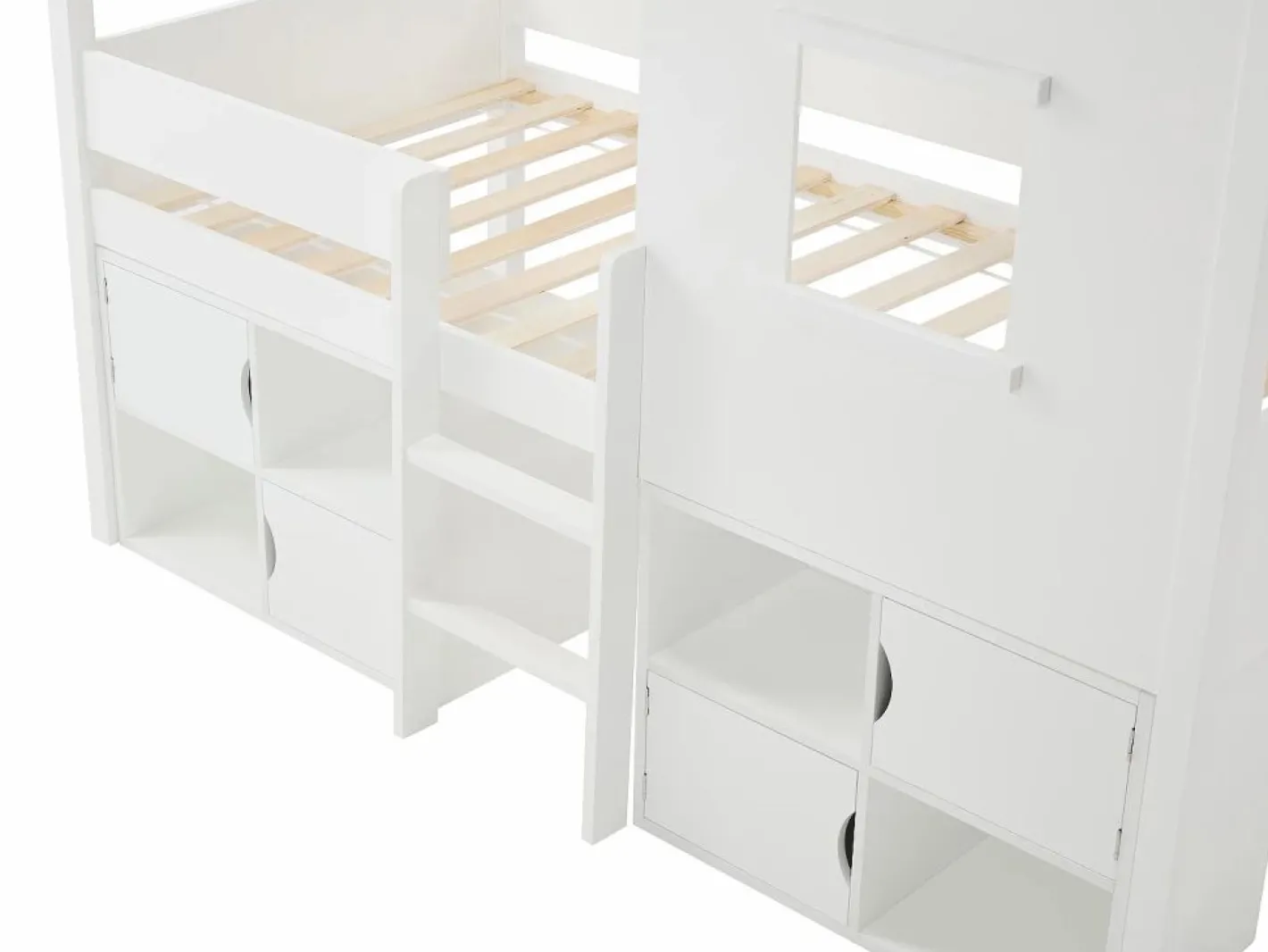 Vente-unique Cama semialta cabaña 90 x 190 cm en pino y MDF en color - VALESKIA Blanco New