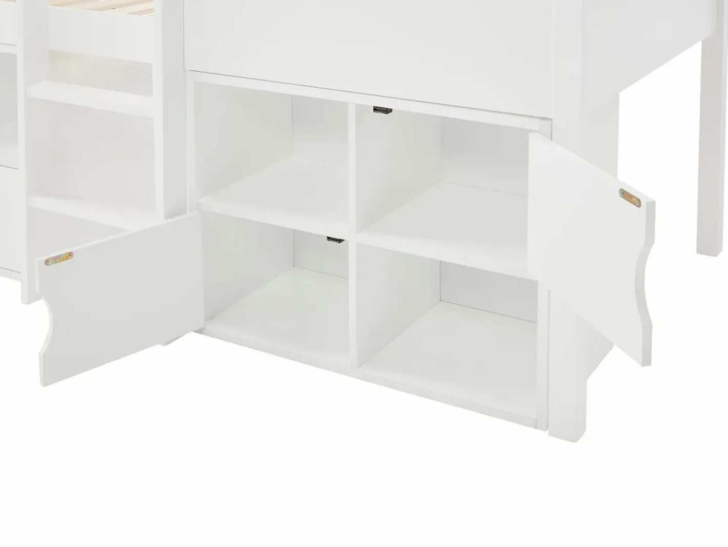 Vente-unique Cama semialta cabaña 90 x 190 cm en pino y MDF en color - VALESKIA Blanco New