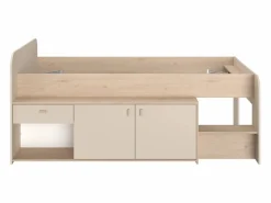 Vente-unique Cama semielevada 90 x 190/200 cm con almacenamiento y natural - LUNOBI Beige Sale