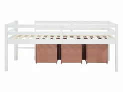 Vente-unique Cama semielevada 90 x 190 cm con almacenamiento en pino y mdf blanco y rosa - LANIORI Rosa / Blanco Best