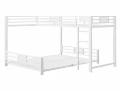 Cama superpuesta de metal en forma de L - 90x200 cm + 140x200 cm - con barreras de seguridad y escalera - Metal - ​ (Colchón no incluido)^ModernLuxe Best