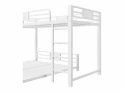 Cama superpuesta de metal en forma de L - 90x200 cm + 140x200 cm - con barreras de seguridad y escalera - Metal - ​ (Colchón no incluido)^ModernLuxe Best