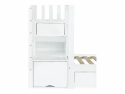 ModernLuxe Cama Litera|Cama superpuesta infantil 90x200 cm - con escalera de almacenamiento y tobogán - con una biblioteca ilustrada - con 2 cajones - ​ (sin colchón)