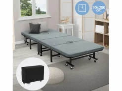 Cama supletoria 90x200 cm, Cama individual plegable, con colchón/relleno, cama de viaje^ECD Germany Best