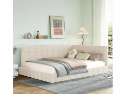 Merax Cama Terciopelo|Cama tapizada 140 x 200 cm con cabecero - Terciopelo - Sofá cama - Somier de láminas -