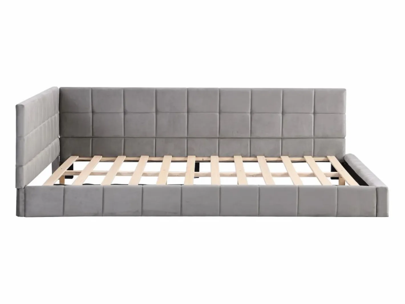 Merax Cama Terciopelo|Cama tapizada 140 x 200 cm con cabecero - Terciopelo - Sofá cama - Somier -