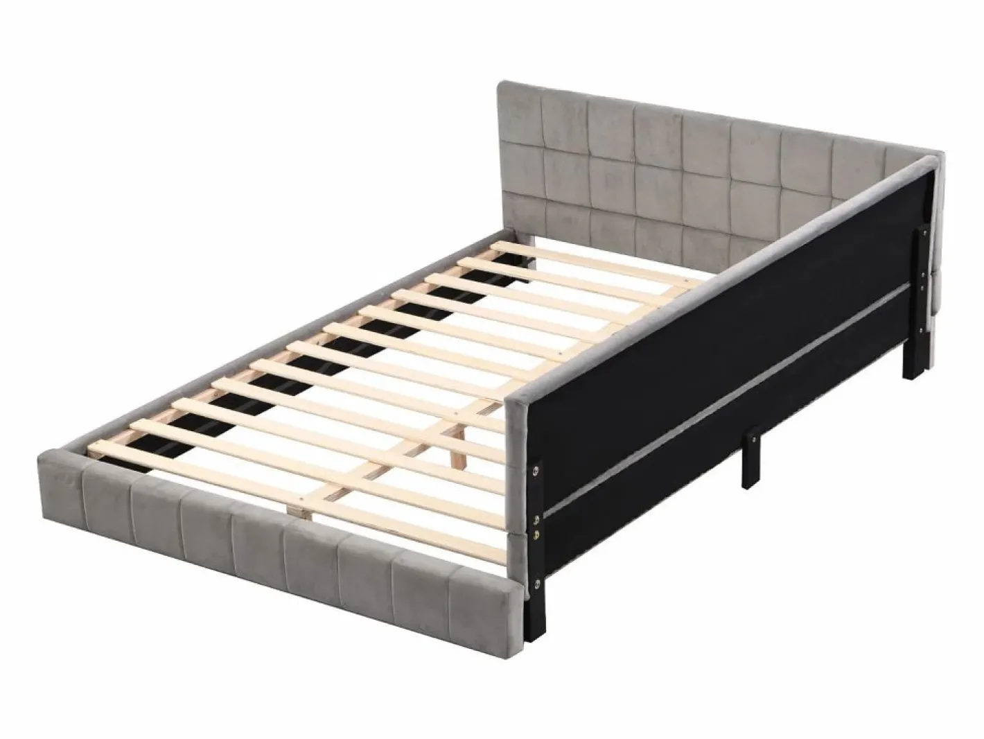 Merax Cama Terciopelo|Cama tapizada 140 x 200 cm con cabecero - Terciopelo - Sofá cama - Somier -
