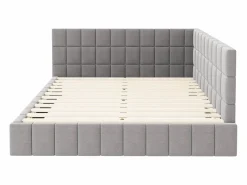 Merax Cama Terciopelo|Cama Adulto|Cama tapizada 160 x 200 cm, Sofá cama con cabecero - Tejido terciopelo - Con somier de láminas -