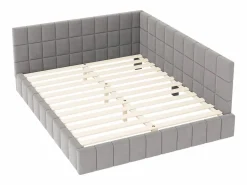 Merax Cama Terciopelo|Cama Adulto|Cama tapizada 160 x 200 cm, Sofá cama con cabecero - Tejido terciopelo - Con somier de láminas -