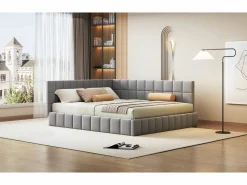 Merax Cama Terciopelo|Cama Adulto|Cama tapizada 160 x 200 cm, Sofá cama con cabecero - Tejido terciopelo - Con somier de láminas -
