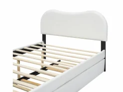 ModernLuxe Cama Diván|Cama Infantil|Cama tapizada de felpa 140x200 cm - con canapé extraíble - con somier de láminas de MDF -