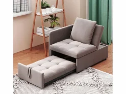 Cama tapizada, sofá cama, sofá multifuncional 3 en 1 de lino, ajustable Gris New