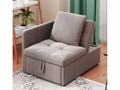Cama tapizada, sofá cama, sofá multifuncional 3 en 1 de lino, ajustable Gris New