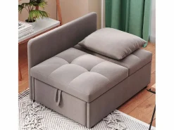 Cama tapizada, sofá cama, sofá multifuncional 3 en 1 de lino, ajustable Gris New