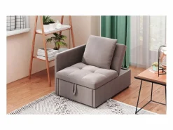 Cama tapizada, sofá cama, sofá multifuncional 3 en 1 de lino, ajustable Gris New
