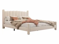 Merax Cama Terciopelo|Cama tapizada 180x200 cm con cabecero - cama de terciopelo para adultos - forma de abanico -