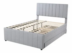 OKWISH Cama Nido|Cama tapizada 140x200 cm con nido y cajones, tapizado de lino suave -