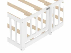 ModernLuxe Cama Montessori|Cama tipo casita infantil 140x190cm - con barreras de seguridad - madera maciza - blanca (sin colchón)