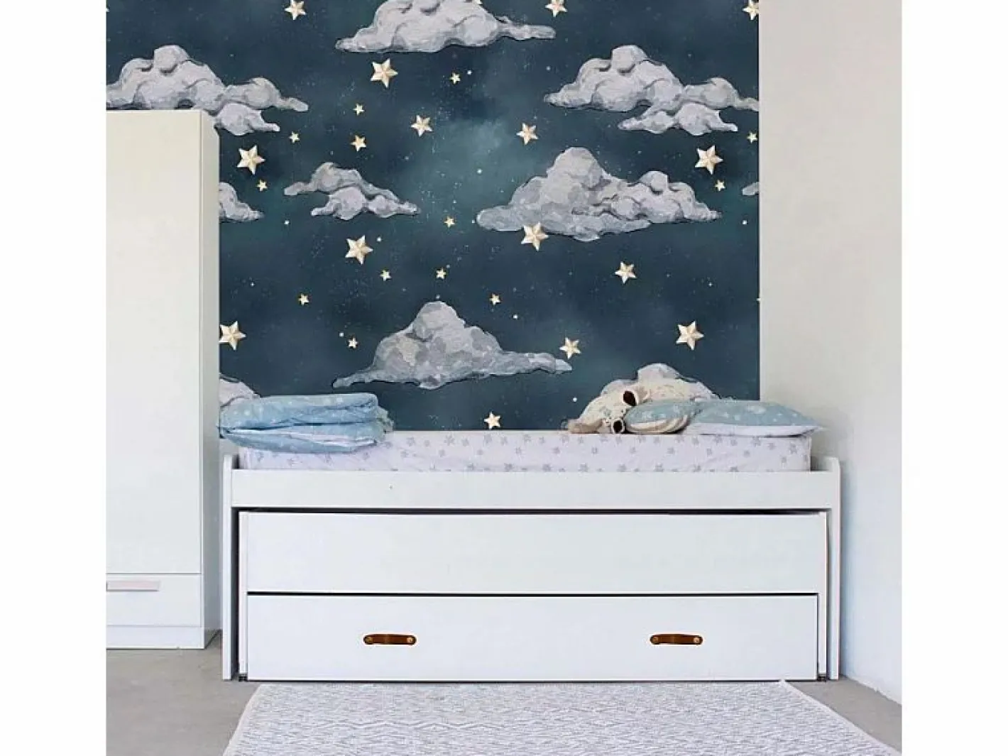 Cama triple aglomerado con somieres 90x200cm Blanco Sale