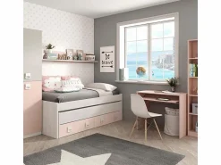 Cama y estante aglomerado rosa sin somieres y colchones 65x199x96cm^ Discount