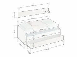 Loungitude Cama y estante aglomerado sin somieres y colchones 65x199x96cm Blanco Best
