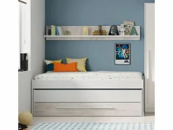 Cama Nido|Cama y estante aglomerado + somieres 65x199x96cm
