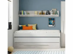 Cama Nido|Cama y estante aglomerado + somieres y colchones 65x199x96cm
