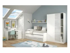Cama Nido|Cama y estante aglomerado + somieres y colchones 65x199x96cm