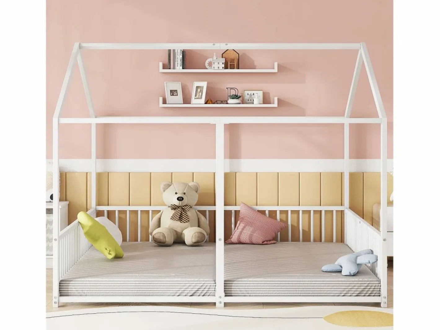 Cama-cabina de hierro 2x90x200cm - con techo y somier -^ModernLuxe Outlet
