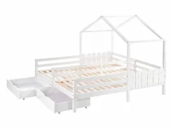 ModernLuxe Cama Montessori|Cama-cabina de pino macizo 2x90x200 cm - con 2 cajones -