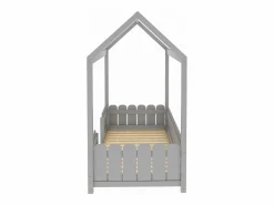 Merax Cama-cabina para niños - 90 x 200 cm - madera maciza - barrera y somier - Gris Clearance