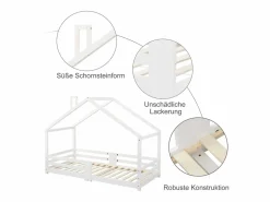 Merax Cama Montessori|Cama-cabina para niños - 90 x 200 cm - pino - barrera y somier -