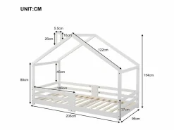 Merax Cama Montessori|Cama-cabina para niños - 90 x 200 cm - pino - barrera y somier -