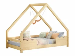 ModernLuxe Cama-cabina 90x200 cm - madera de pino - con protección contra caídas y somier - Natural Color natural claro
