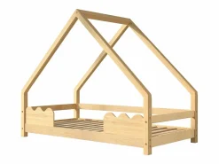ModernLuxe Cama-cabina 90x200 cm - madera de pino - con protección contra caídas y somier - Natural Color natural claro