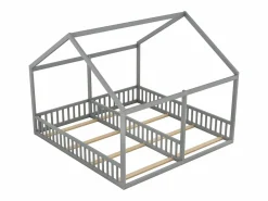 Camarote para 2 niños 90x200cm - camas planas modelos casa camas 2 plazas 2 en 1 - Gris Sale