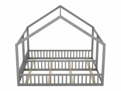 Camarote para 2 niños 90x200cm - camas planas modelos casa camas 2 plazas 2 en 1 - Gris Sale