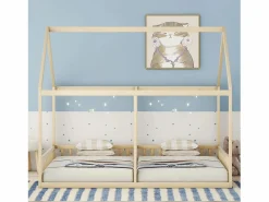 Camarote para 2 niños 90x200cm - camas planas modelos casa camas 2 plazas 2 en 1 - natural Color natural claro Online