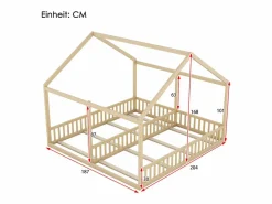 Camarote para 2 niños 90x200cm - camas planas modelos casa camas 2 plazas 2 en 1 - natural Color natural claro Online