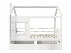 ModernLuxe Cama Montessori|Camarote 90x200 cm con 2 cajones - forma de casa - madera maciza -