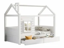 ModernLuxe Cama Montessori|Camarote 90x200 cm con 2 cajones - forma de casa - madera maciza -