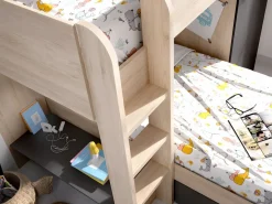 Vente-unique Camas tren modulares rinconeras compartimentos y colchón 2x90x190 cm roble y antracita RICARDO Gris antracita / Color natural claro