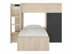 Camas tren modulares rinconeras con compartimentos 2x90x190 cm. roble y antracita. RICARDO^Vente-unique Discount