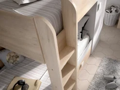 Camas tren modulares rinconeras con compartimentos 2x90x190 cm. roble y blanco. RICARDO^Vente-unique Sale